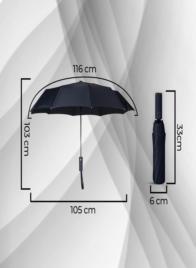 روبوست مظلة متينة مقاومة للرياح والماء - عبوة من قطعتين (أسود) | آلية فتح وإغلاق تلقائية | خفيفة الوزن وصغيرة الحجم | شديدة التحمل | مناسبة للسفر - Image 2